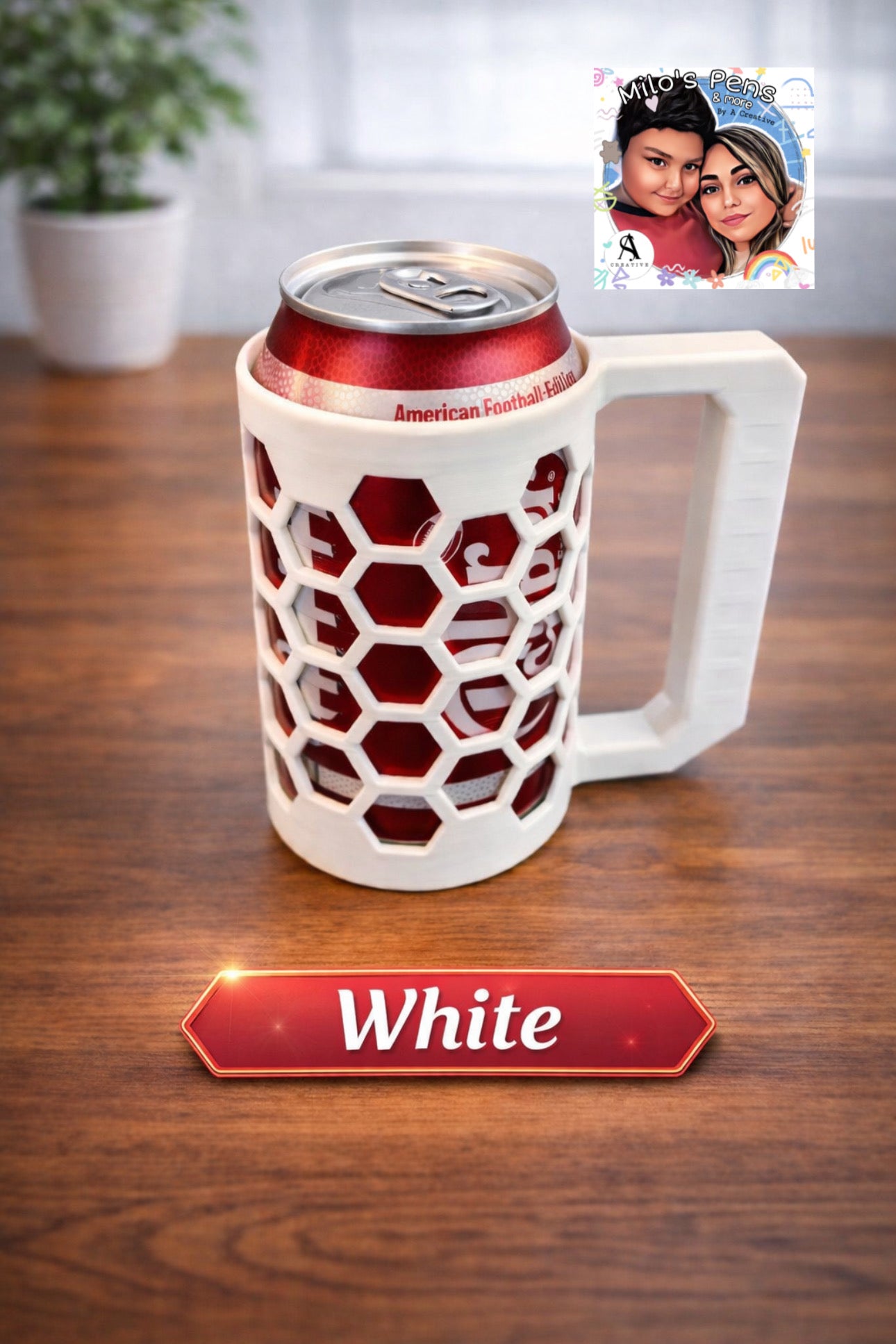 Hexagon soda can holder with handle