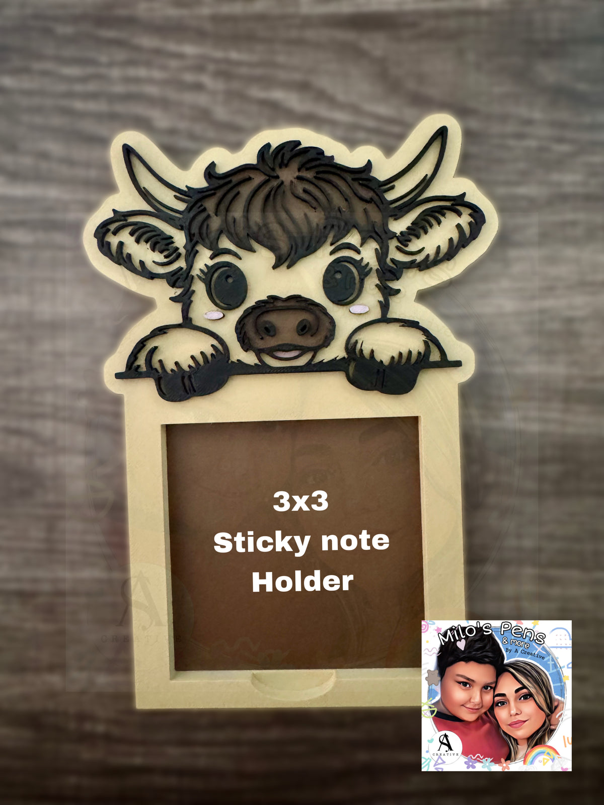Highland cow sticky note holder
